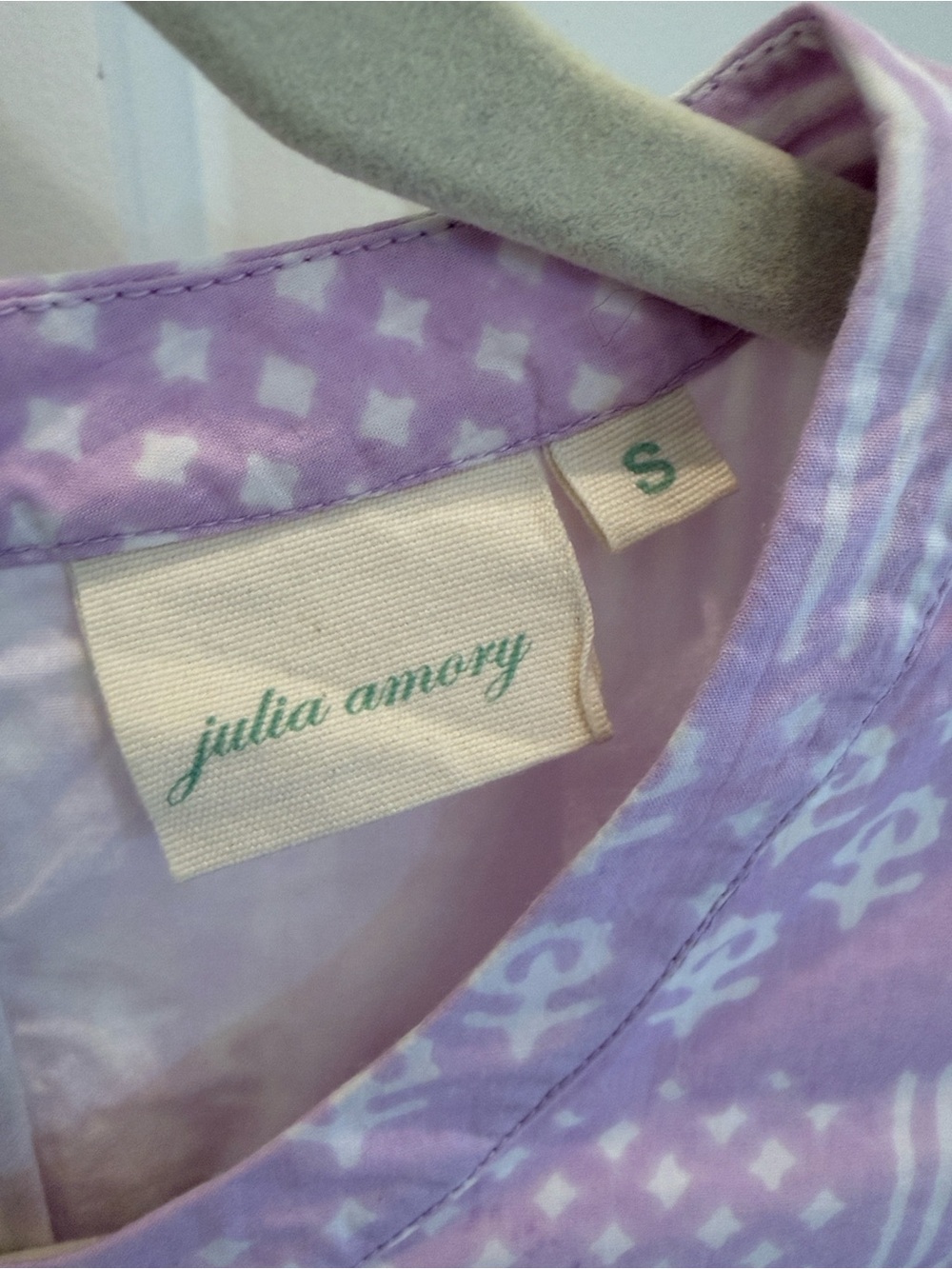 NWOT JULIA AMORY Sleeveless Lavender Patchwork Print Dress, Size Small - Picture 5 of 5